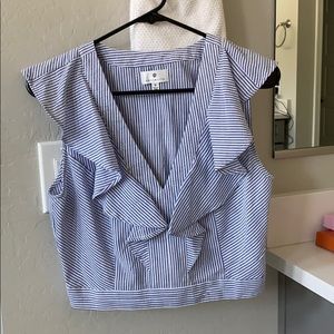Socialite seer sucker crop tank with ruffl…